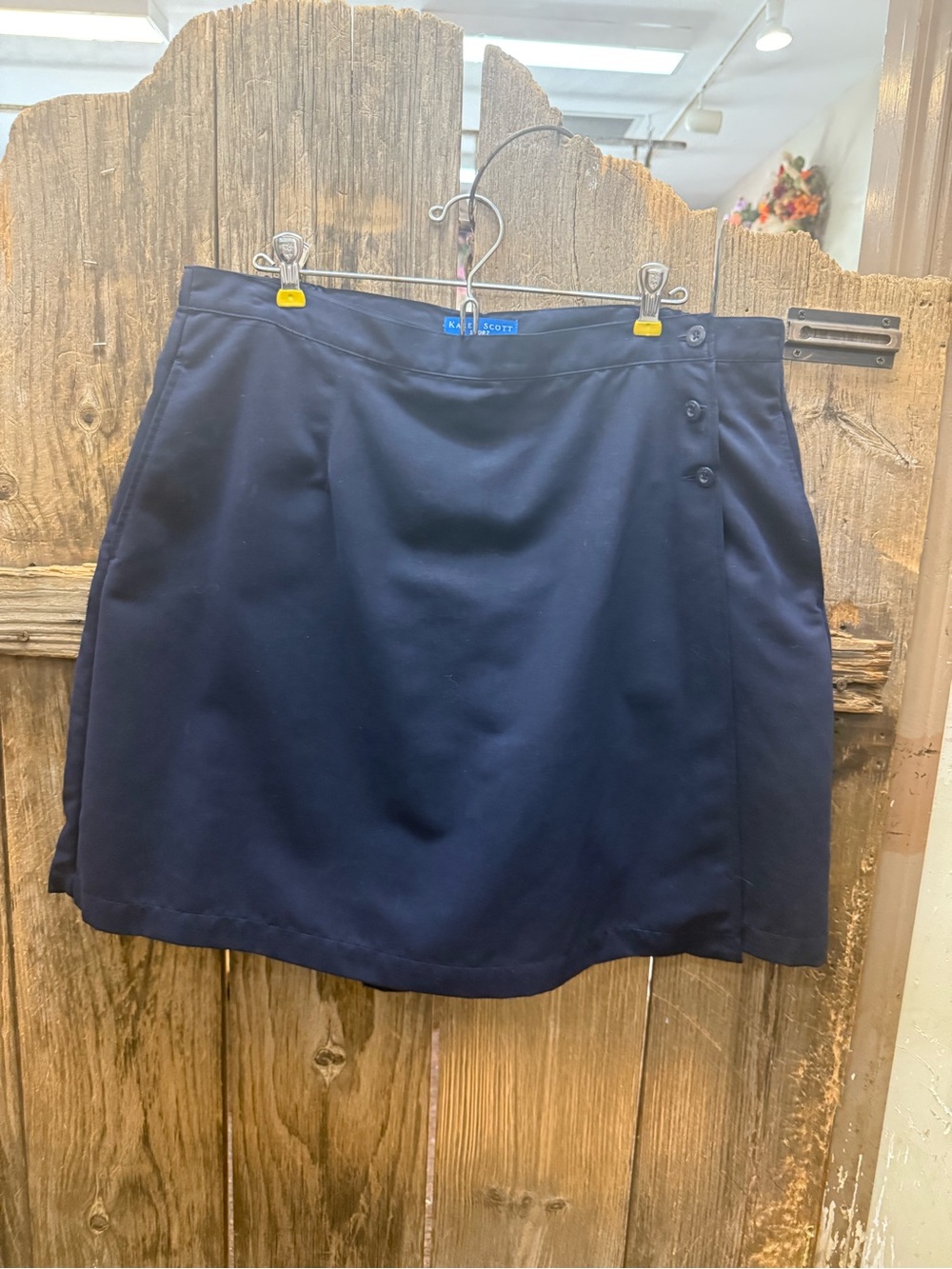 Karen Scott Dark Navy A-Line Mini Skort with Side Buttons